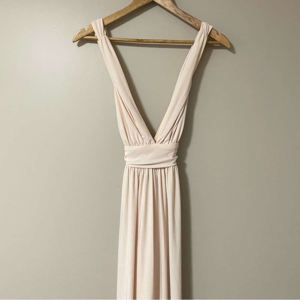 Asos Pink Bridesmaids Dress Deep V Neck Empire Waist Size 0